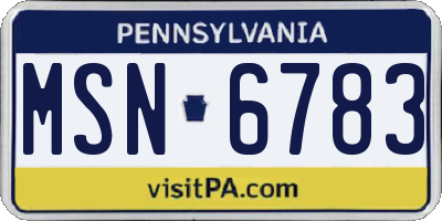 PA license plate MSN6783