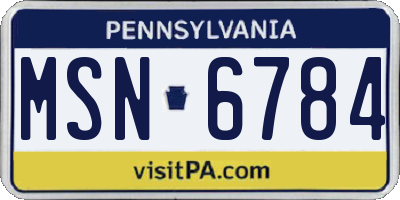 PA license plate MSN6784