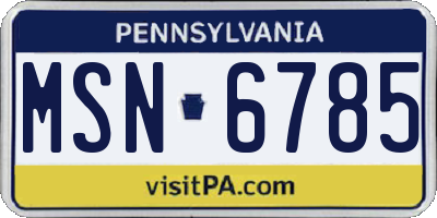PA license plate MSN6785