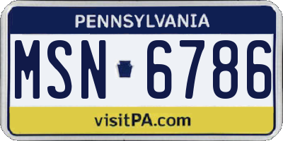 PA license plate MSN6786