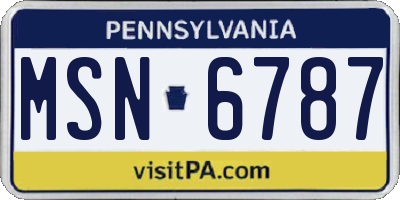 PA license plate MSN6787