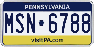 PA license plate MSN6788