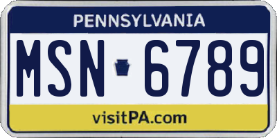 PA license plate MSN6789
