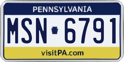 PA license plate MSN6791