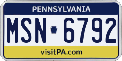 PA license plate MSN6792