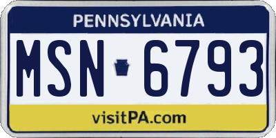 PA license plate MSN6793
