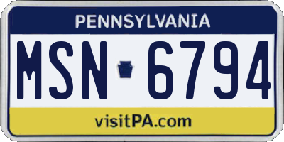 PA license plate MSN6794