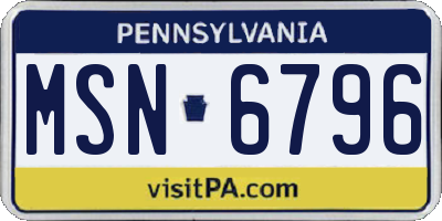 PA license plate MSN6796