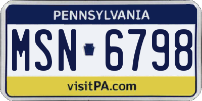 PA license plate MSN6798