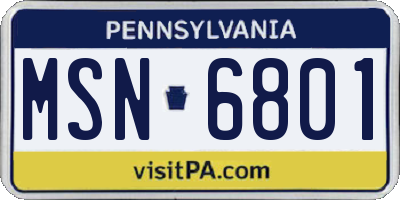 PA license plate MSN6801