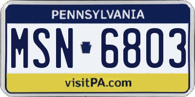 PA license plate MSN6803