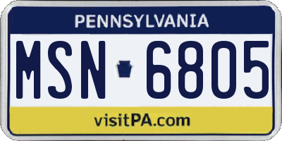 PA license plate MSN6805