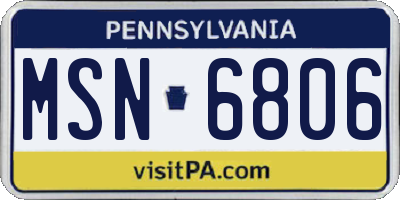PA license plate MSN6806