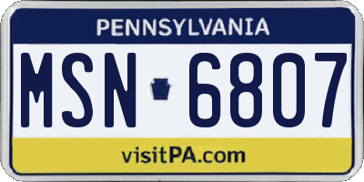 PA license plate MSN6807