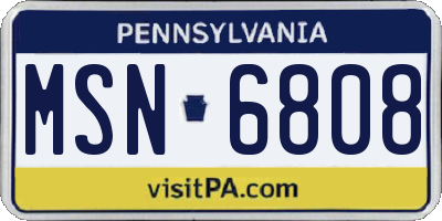 PA license plate MSN6808