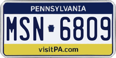 PA license plate MSN6809