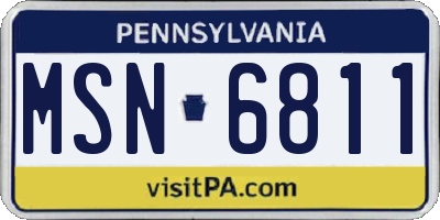 PA license plate MSN6811