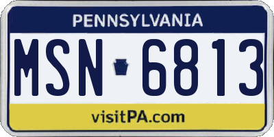 PA license plate MSN6813