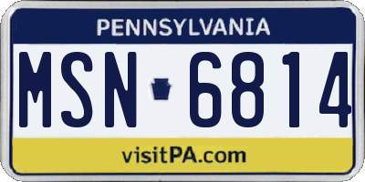 PA license plate MSN6814