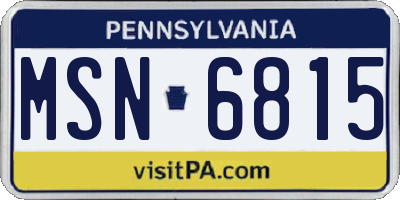 PA license plate MSN6815