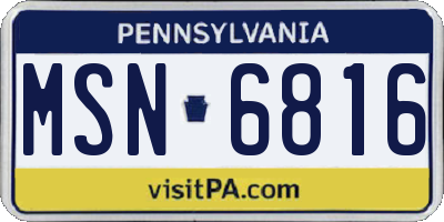 PA license plate MSN6816