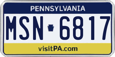 PA license plate MSN6817