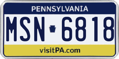 PA license plate MSN6818