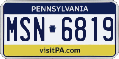 PA license plate MSN6819