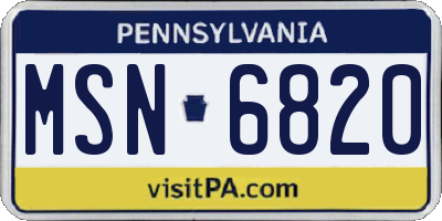 PA license plate MSN6820
