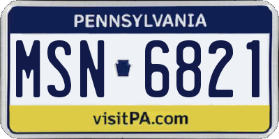 PA license plate MSN6821