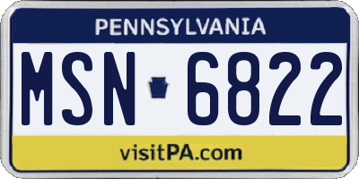 PA license plate MSN6822