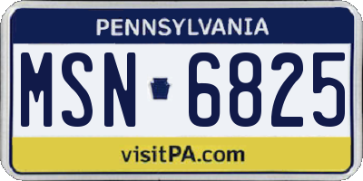 PA license plate MSN6825