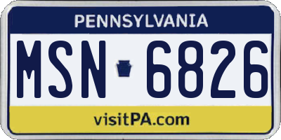 PA license plate MSN6826