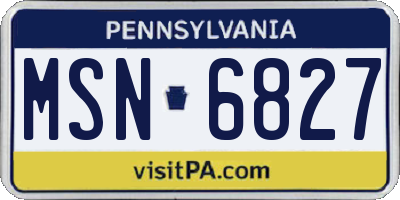 PA license plate MSN6827