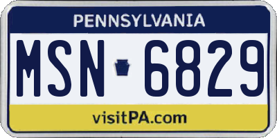 PA license plate MSN6829