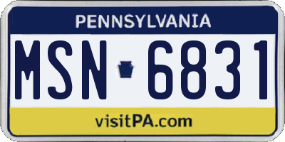 PA license plate MSN6831