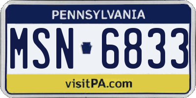 PA license plate MSN6833