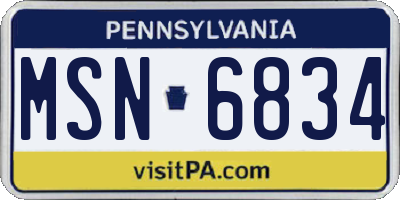 PA license plate MSN6834