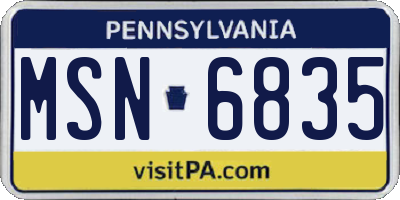 PA license plate MSN6835