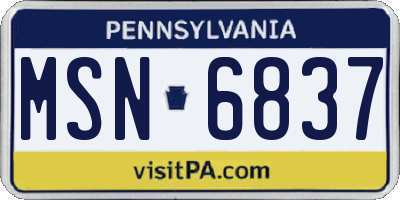 PA license plate MSN6837