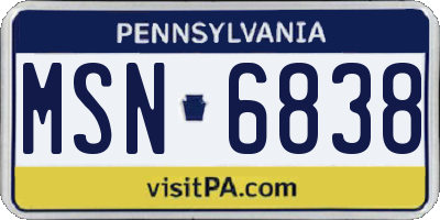 PA license plate MSN6838