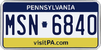 PA license plate MSN6840