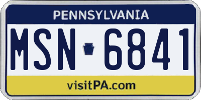 PA license plate MSN6841