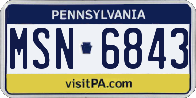 PA license plate MSN6843