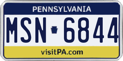 PA license plate MSN6844