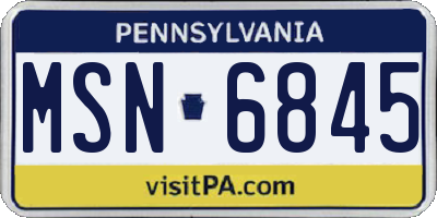 PA license plate MSN6845