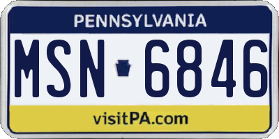 PA license plate MSN6846