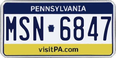 PA license plate MSN6847