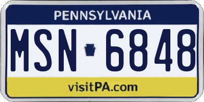 PA license plate MSN6848