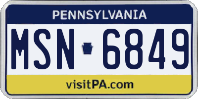 PA license plate MSN6849